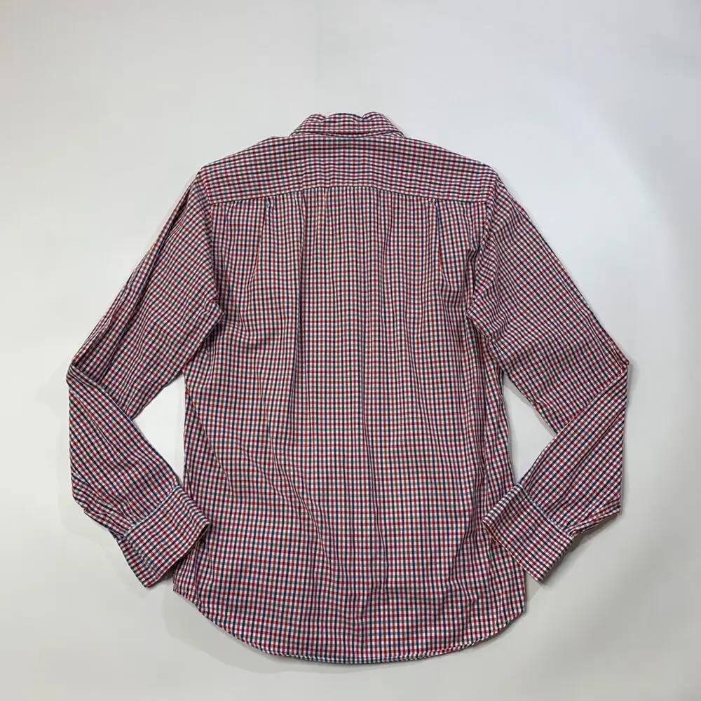 J Crew Shirt Mens S Small Slim Fit Gingham Cotton Long Sleeve Button Down Collar